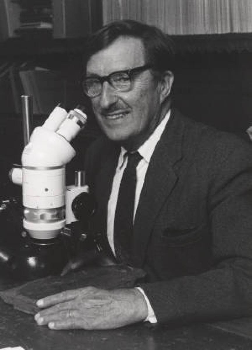 A black and white image of Harry Whittington